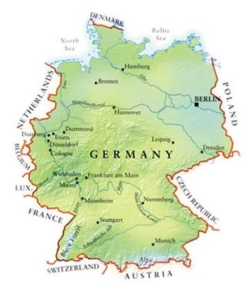 Map Of Germany Rivers And Mountains - United States Map